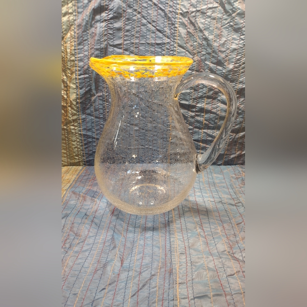Heavy Blown Glass Pitcher
